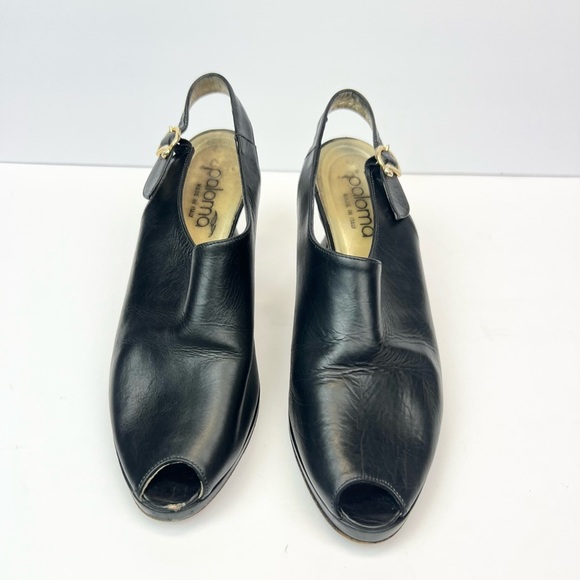 Paloma Sandals Size 9.5 AA Elegant Black Leather Heels Made In Italy - Picture 3 of 10